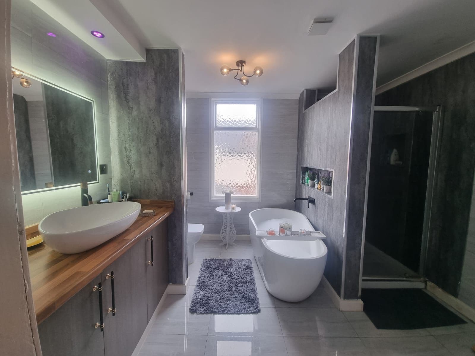 Dual Vanity Bathroom with Walk-In Shower