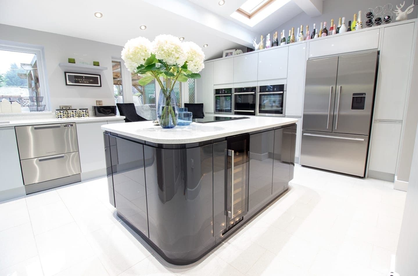 Grey Gloss Kitchen with Island