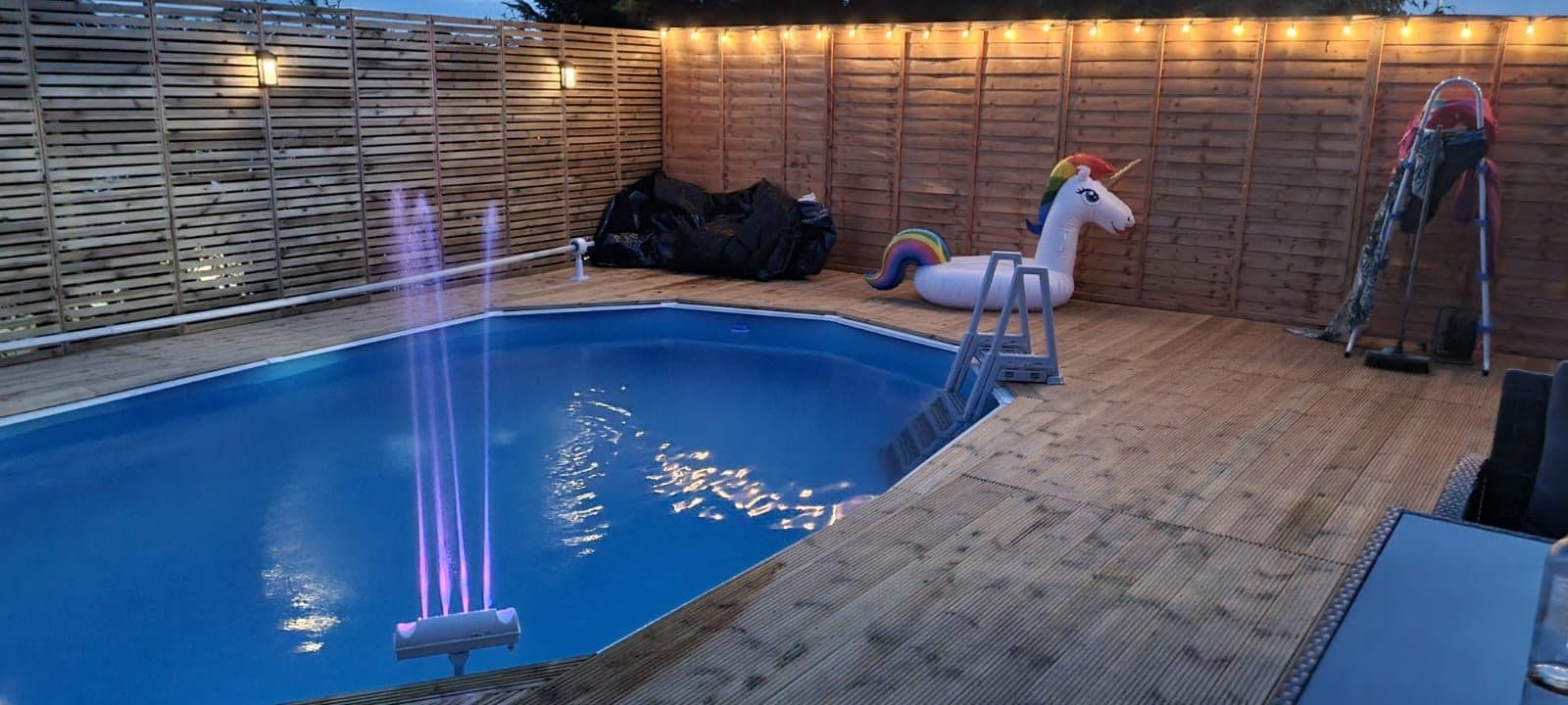 Garden Pool with Coloured Lighting